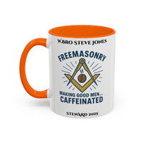 Premium Personalised Freemason Colour Rim Mug - Meme - Making good men caffeinated - Masonic Mugs