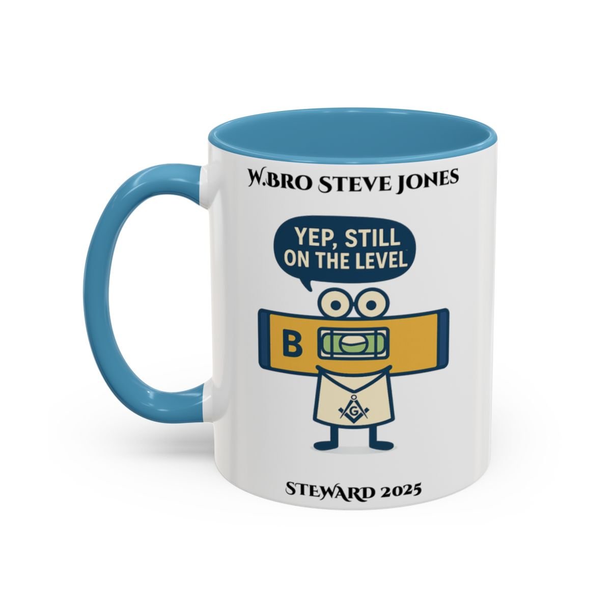 Premium Personalised Freemason Colour Rim Mug - Meme - On the level - Masonic Mugs