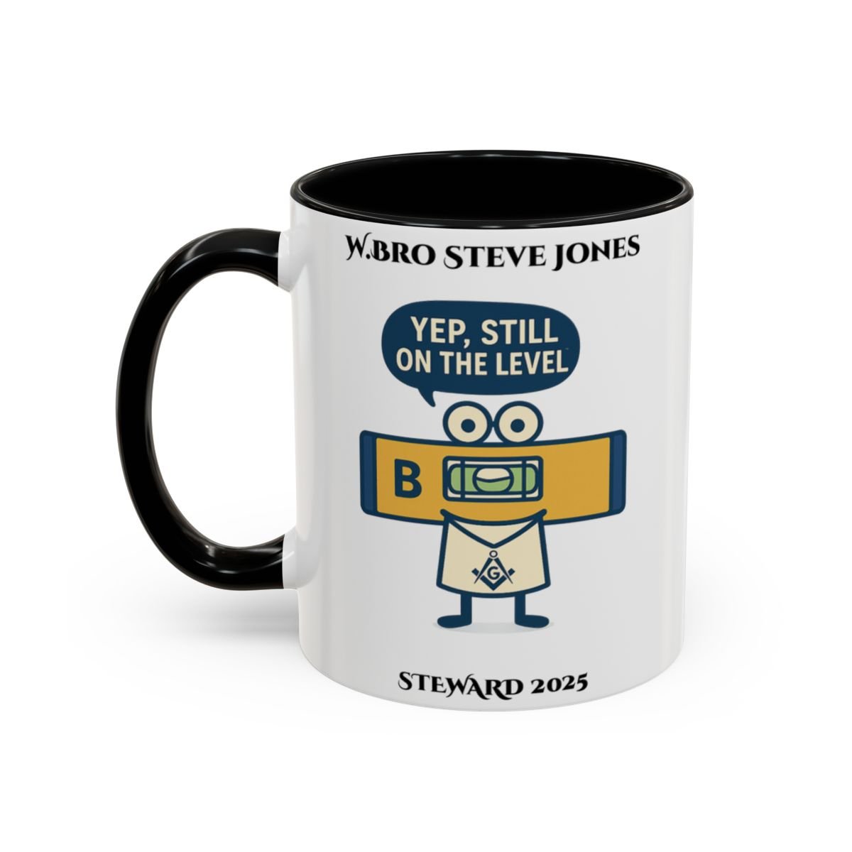 Premium Personalised Freemason Colour Rim Mug - Meme - On the level - Masonic Mugs