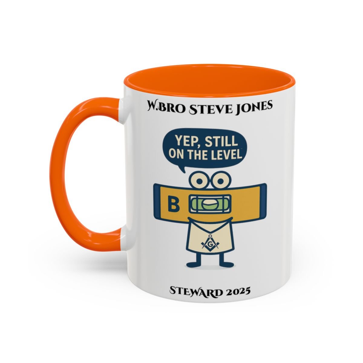 Premium Personalised Freemason Colour Rim Mug - Meme - On the level - Masonic Mugs