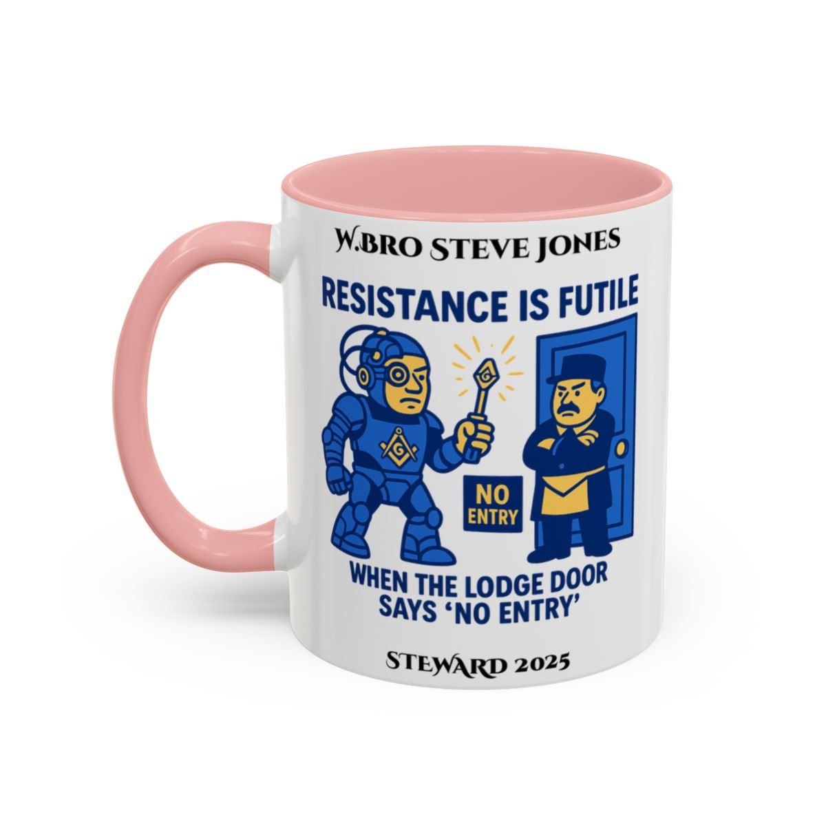 Premium Personalised Freemason Colour Rim Mug - Meme - resistance is file - Masonic Mugs