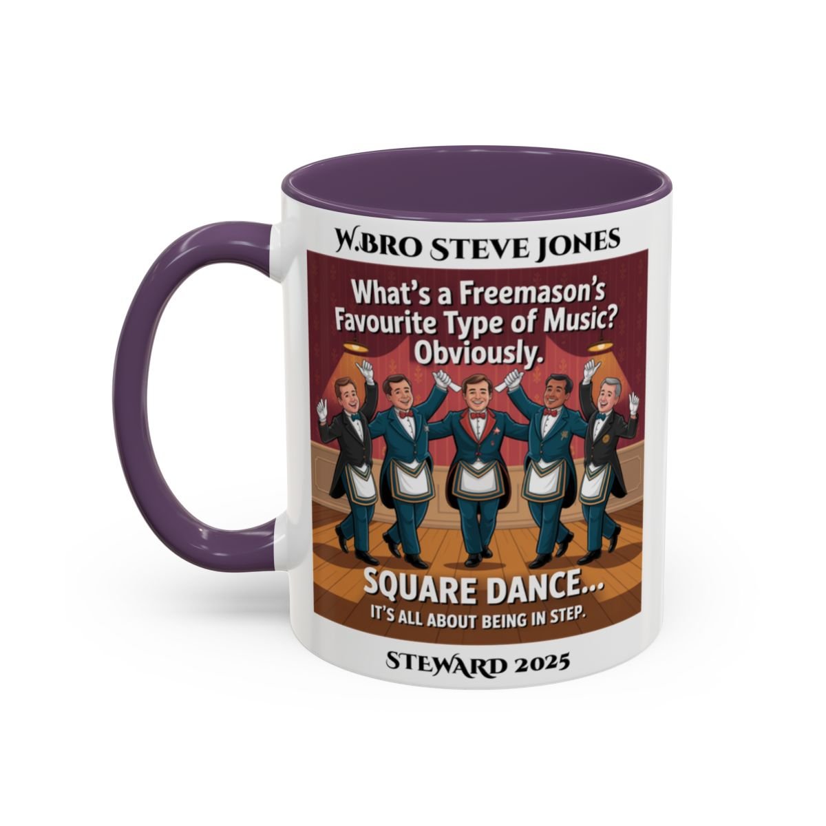 Premium Personalised Freemason Colour Rim Mug - Meme - Square Dance - Masonic Mugs