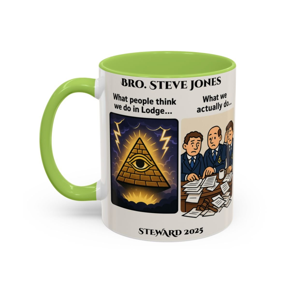 Premium Personalised Freemason Colour Rim Mug - Meme - What we actually do - Masonic Mugs