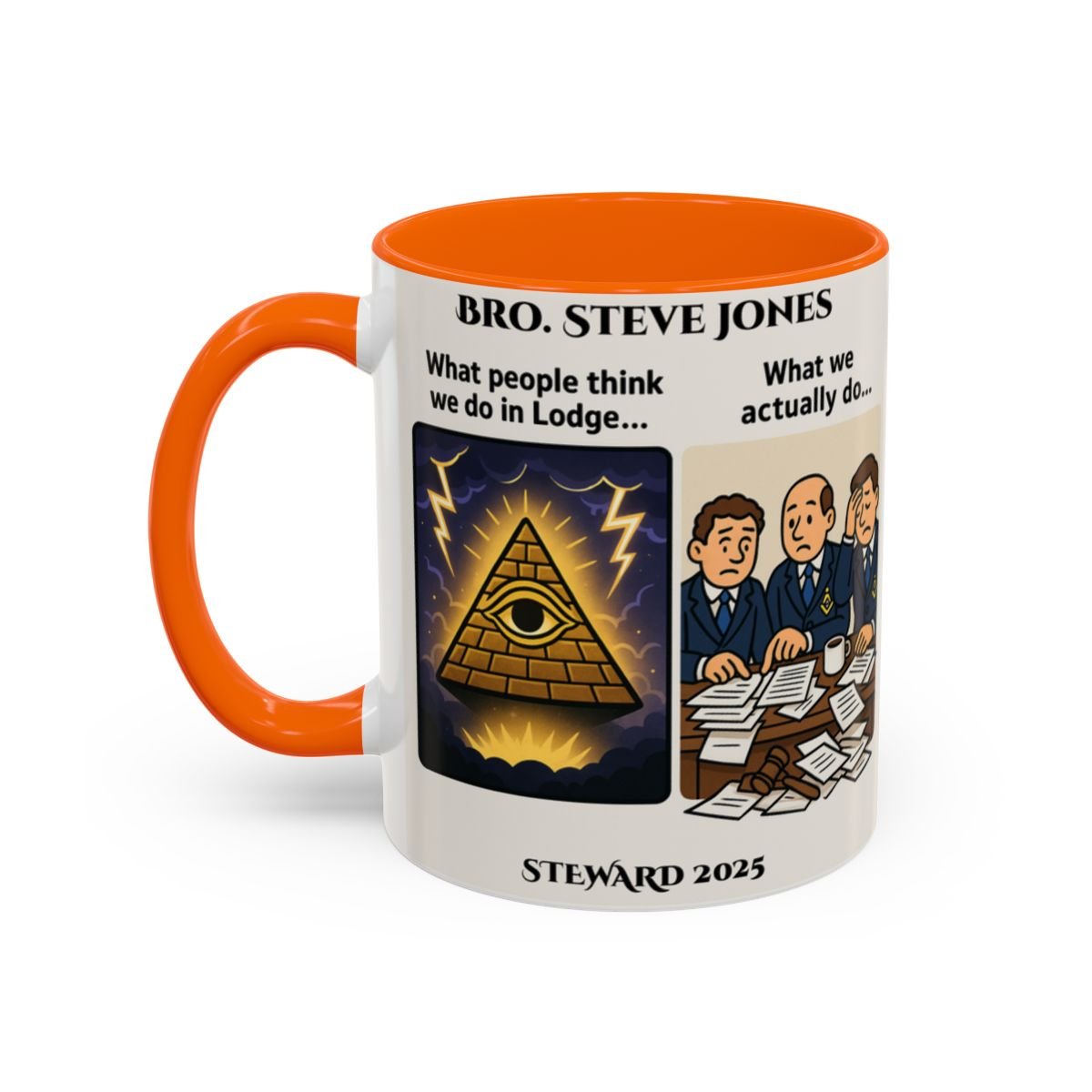 Premium Personalised Freemason Colour Rim Mug - Meme - What we actually do - Masonic Mugs