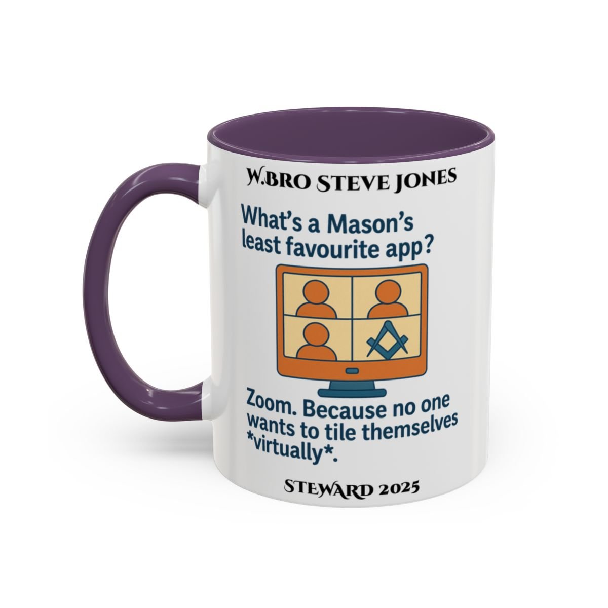 Premium Personalised Freemason Colour Rim Mug - Meme - What’s a Mason’s least favourite app? - Masonic Mugs