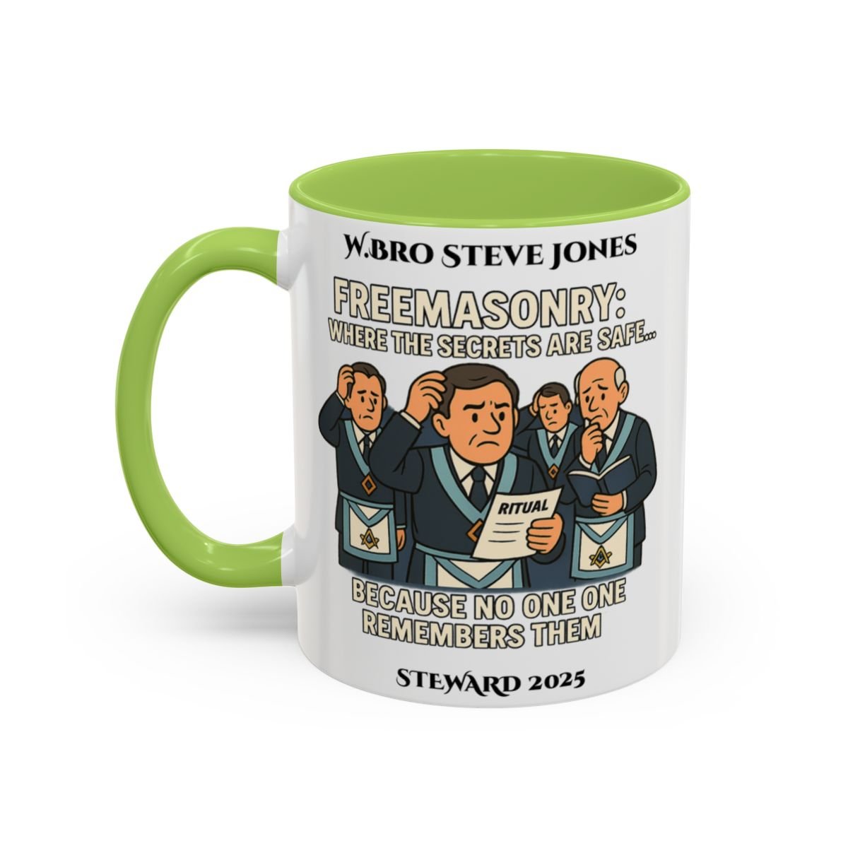 Premium Personalised Freemason Colour Rim Mug - Meme - Where the secrets are safe - Masonic Mugs