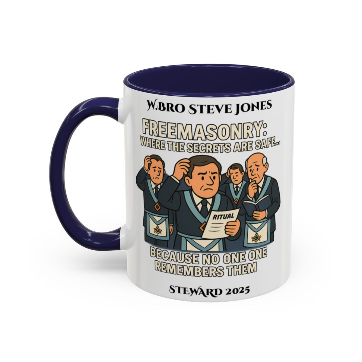 Premium Personalised Freemason Colour Rim Mug - Meme - Where the secrets are safe - Masonic Mugs