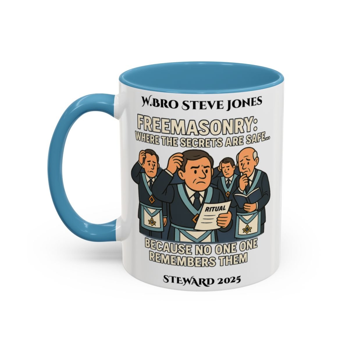 Premium Personalised Freemason Colour Rim Mug - Meme - Where the secrets are safe - Masonic Mugs