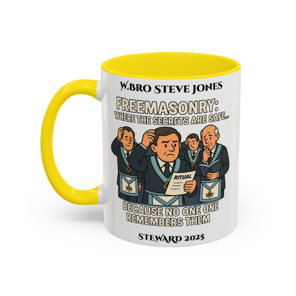 Premium Personalised Freemason Colour Rim Mug - Meme - Where the secrets are safe - Masonic Mugs