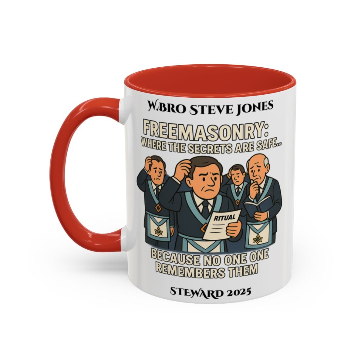 Premium Personalised Freemason Colour Rim Mug - Meme - Where the secrets are safe - Masonic Mugs
