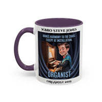 Premium Personalised Freemason Colour Rim Mug - Organist Design - Brings Harmony to the Chaos - Masonic Mugs