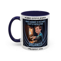 Premium Personalised Freemason Colour Rim Mug - Organist Design - Brings Harmony to the Chaos - Masonic Mugs