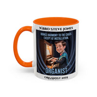 Premium Personalised Freemason Colour Rim Mug - Organist Design - Brings Harmony to the Chaos - Masonic Mugs
