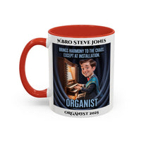 Premium Personalised Freemason Colour Rim Mug - Organist Design - Brings Harmony to the Chaos - Masonic Mugs