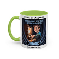 Premium Personalised Freemason Colour Rim Mug - Organist Design - Brings Harmony to the Chaos - Masonic Mugs