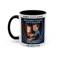 Premium Personalised Freemason Colour Rim Mug - Organist Design - Brings Harmony to the Chaos - Masonic Mugs