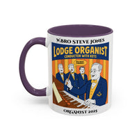 Premium Personalised Freemason Colour Rim Mug - Organist Design - Conductor with keys - Masonic Mugs