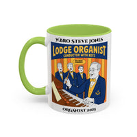 Premium Personalised Freemason Colour Rim Mug - Organist Design - Conductor with keys - Masonic Mugs