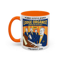 Premium Personalised Freemason Colour Rim Mug - Organist Design - Conductor with keys - Masonic Mugs