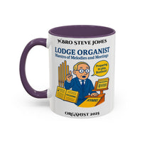Premium Personalised Freemason Colour Rim Mug - Organist Design - Maestro of Melodies and meetings - Masonic Mugs
