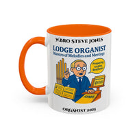 Premium Personalised Freemason Colour Rim Mug - Organist Design - Maestro of Melodies and meetings - Masonic Mugs
