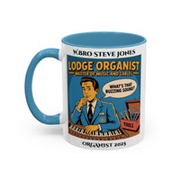 Premium Personalised Freemason Colour Rim Mug - Organist Design - Master of Music and Cables - Masonic Mugs