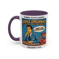 Premium Personalised Freemason Colour Rim Mug - Organist Design - Master of Music and Cables - Masonic Mugs