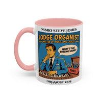 Premium Personalised Freemason Colour Rim Mug - Organist Design - Master of Music and Cables - Masonic Mugs