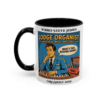 Premium Personalised Freemason Colour Rim Mug - Organist Design - Master of Music and Cables - Masonic Mugs