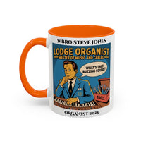 Premium Personalised Freemason Colour Rim Mug - Organist Design - Master of Music and Cables - Masonic Mugs