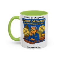 Premium Personalised Freemason Colour Rim Mug - Organist Design - Master of the Music and cables - Masonic Mugs