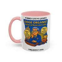 Premium Personalised Freemason Colour Rim Mug - Organist Design - Master of the Music and cables - Masonic Mugs