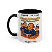 Premium Personalised Freemason Colour Rim Mug - Organist Design - Master of the Stops and Pedals - Masonic Mugs