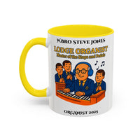 Premium Personalised Freemason Colour Rim Mug - Organist Design - Master of the Stops and Pedals - Masonic Mugs