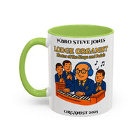 Premium Personalised Freemason Colour Rim Mug - Organist Design - Master of the Stops and Pedals - Masonic Mugs