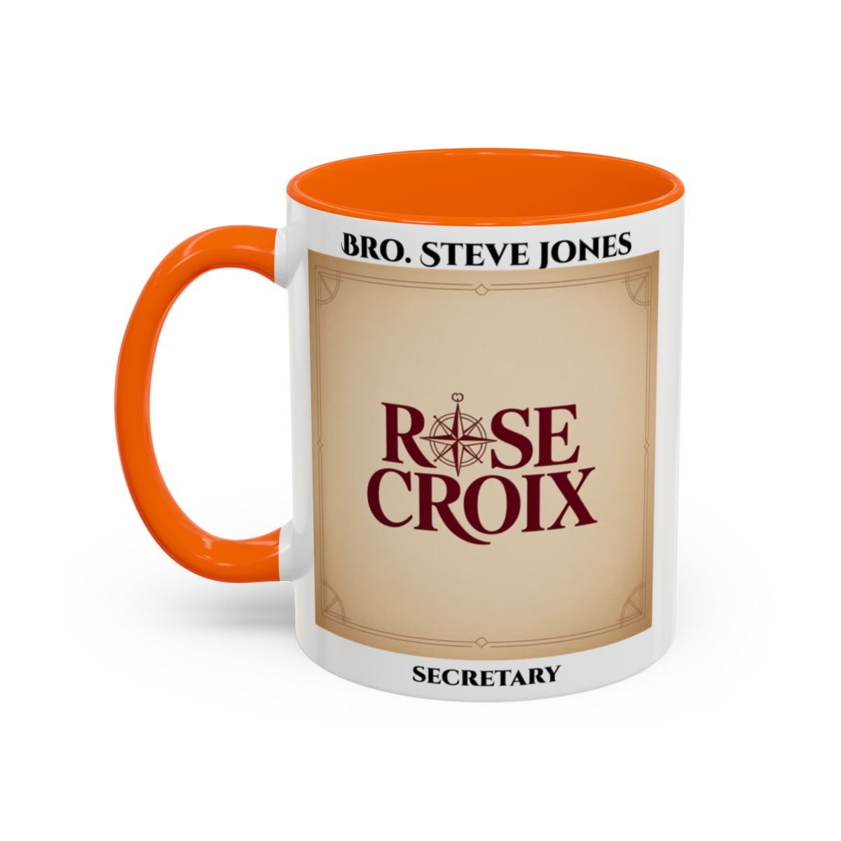 Premium Personalised Freemason Colour Rim Mug - Rose Croix Emblem - Masonic Mugs