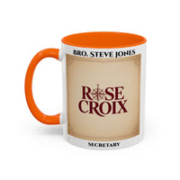 Premium Personalised Freemason Colour Rim Mug - Rose Croix Emblem - Masonic Mugs