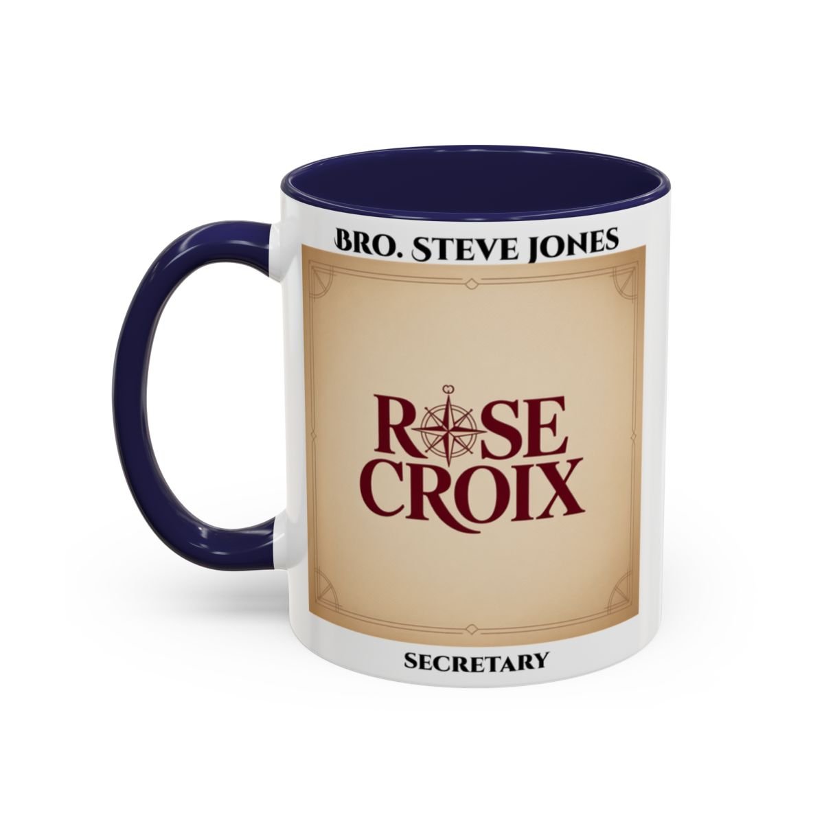 Premium Personalised Freemason Colour Rim Mug - Rose Croix Emblem - Masonic Mugs