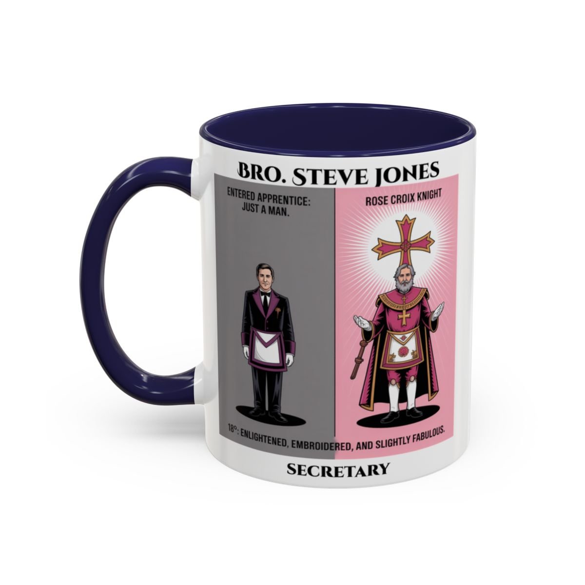 Premium Personalised Freemason Colour Rim Mug - Rose Croix Knight Design - Masonic Mugs