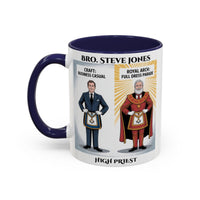 Premium Personalised Freemason Colour Rim Mug - Royal Arch Design - Masonic Mugs