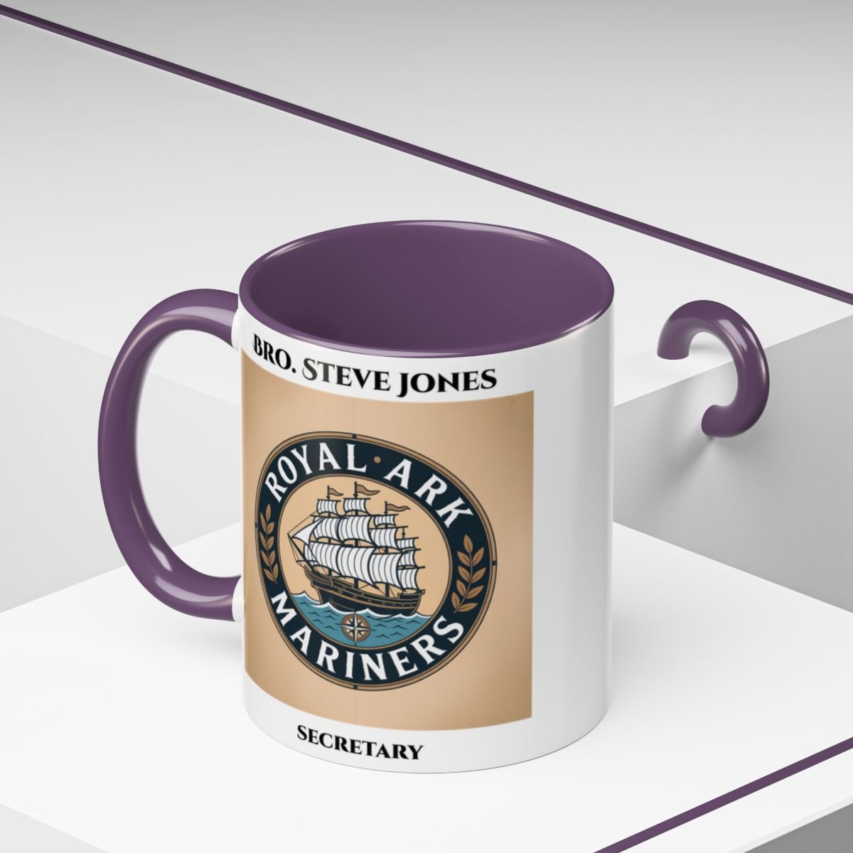 Premium Personalised Freemason Colour Rim Mug - Royal Ark Mariners - Masonic Mugs