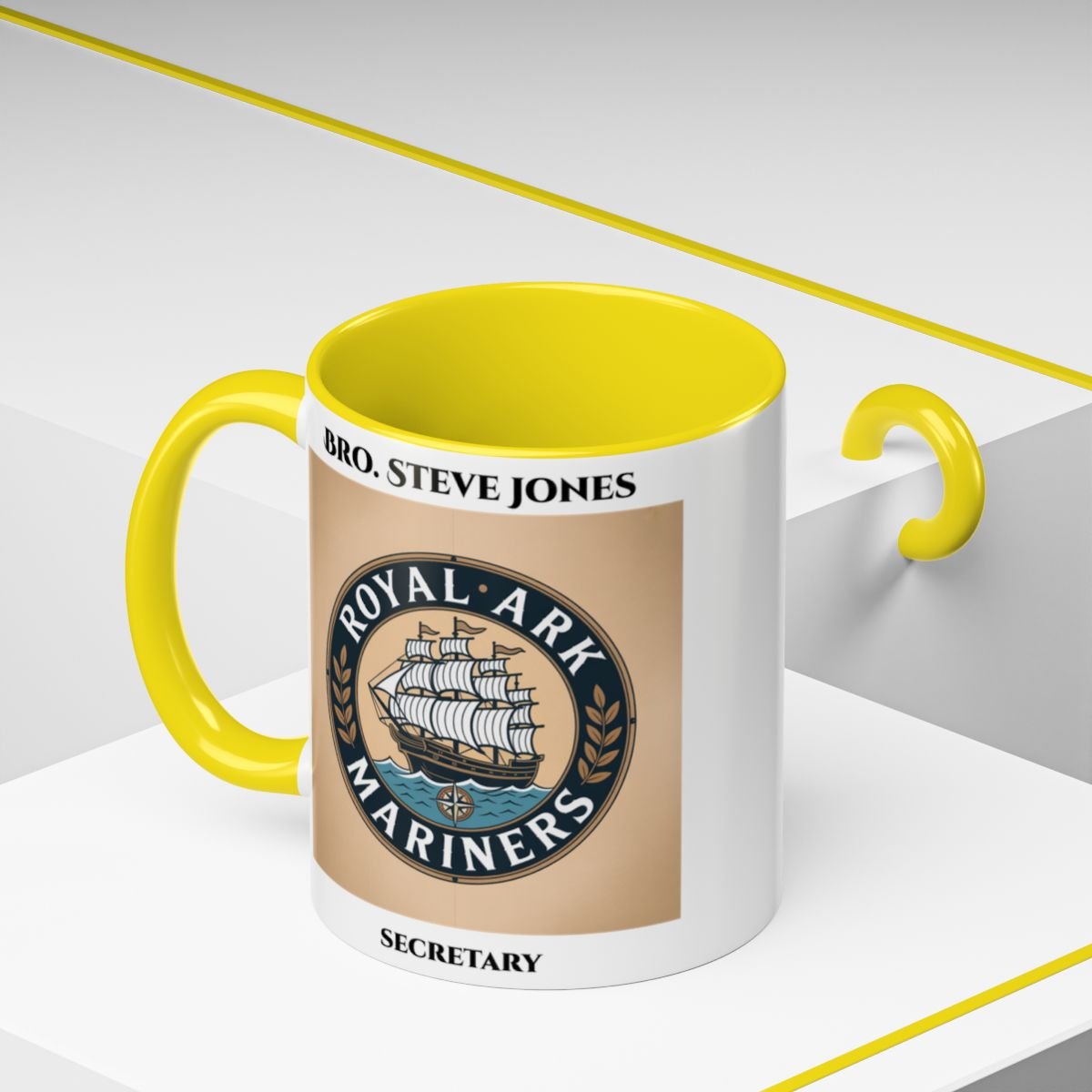 Premium Personalised Freemason Colour Rim Mug - Royal Ark Mariners - Masonic Mugs