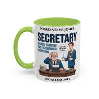 Premium Personalised Freemason Colour Rim Mug - Secretary Design - Becuase someone has to remember everything - Masonic Mugs