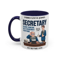 Premium Personalised Freemason Colour Rim Mug - Secretary Design - Becuase someone has to remember everything - Masonic Mugs