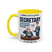 Premium Personalised Freemason Colour Rim Mug - Secretary Design - Becuase someone has to remember everything - Masonic Mugs