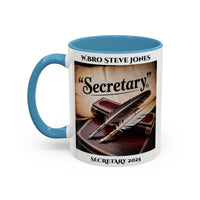 Premium Personalised Freemason Colour Rim Mug - Secretary Design - Quill - Masonic Mugs