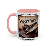Premium Personalised Freemason Colour Rim Mug - Secretary Design - Quill - Masonic Mugs