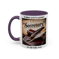 Premium Personalised Freemason Colour Rim Mug - Secretary Design - Quill - Masonic Mugs