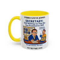 Premium Personalised Freemason Colour Rim Mug - Secretary Design - Still waiting... - Masonic Mugs