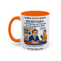 Premium Personalised Freemason Colour Rim Mug - Secretary Design - Still waiting... - Masonic Mugs
